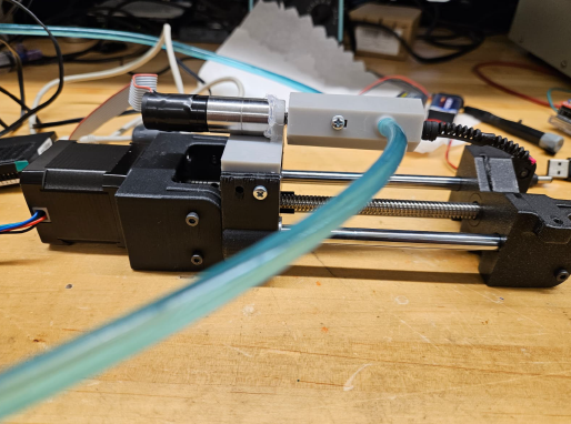 Range of motion extension setup: Maxon motor 464703 mounted on NEMA-17 driven linear stage for added rotational and translational degrees of freedom